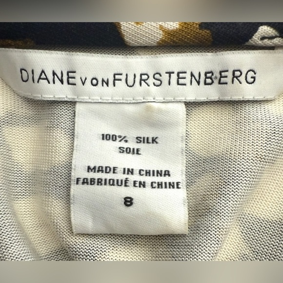 Diane Von Furstenberg Ivy Pomme Sky Gold Grass Rain Silk Jersey Dress Size 8 - Picture 2 of 10